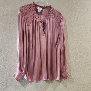 Rachel Zoe Dusty Pink Pleated Blouse